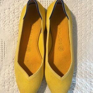 Rothy's Vibrant Yellow Flats with Blue Trim